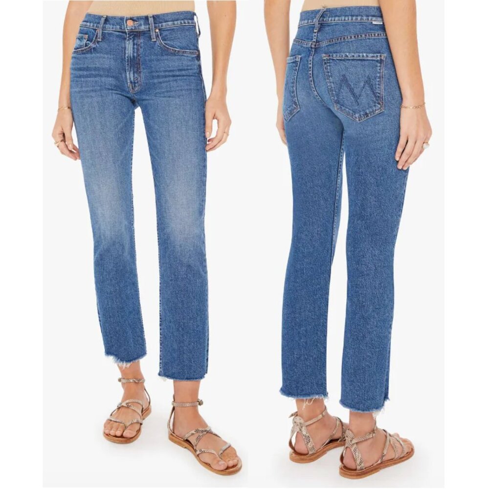 MOTHER The Mid Rise Rider Ankle Fray Jeans 30 NWT